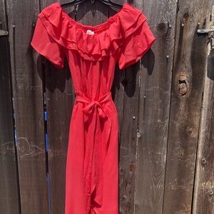 New Off Shoulder Midi Dress in Coral